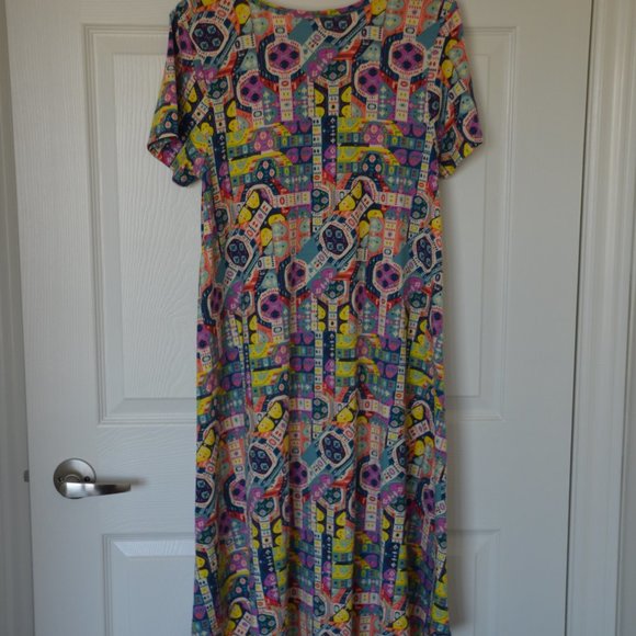 LuLaRoe Funky Pattern Carly Style Dress w Pocket - Picture 8 of 13